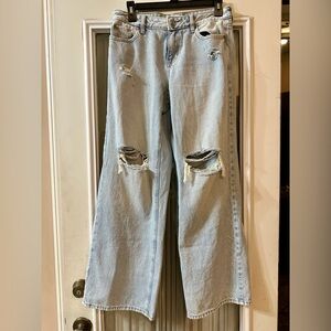 Pacsun Casey Low Rise Baggy Jeans Ripped Light Indigo Wash